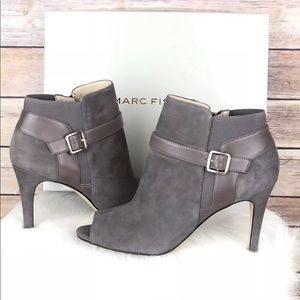 Marc Fisher Suede Peep-toe Ankle Booties Dark Gray